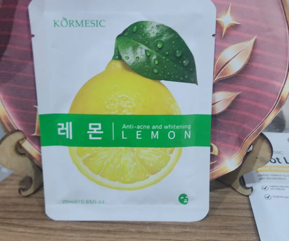 Masque Visage Tissu au Citron KORMESIC 25 ml Éclat et Pores