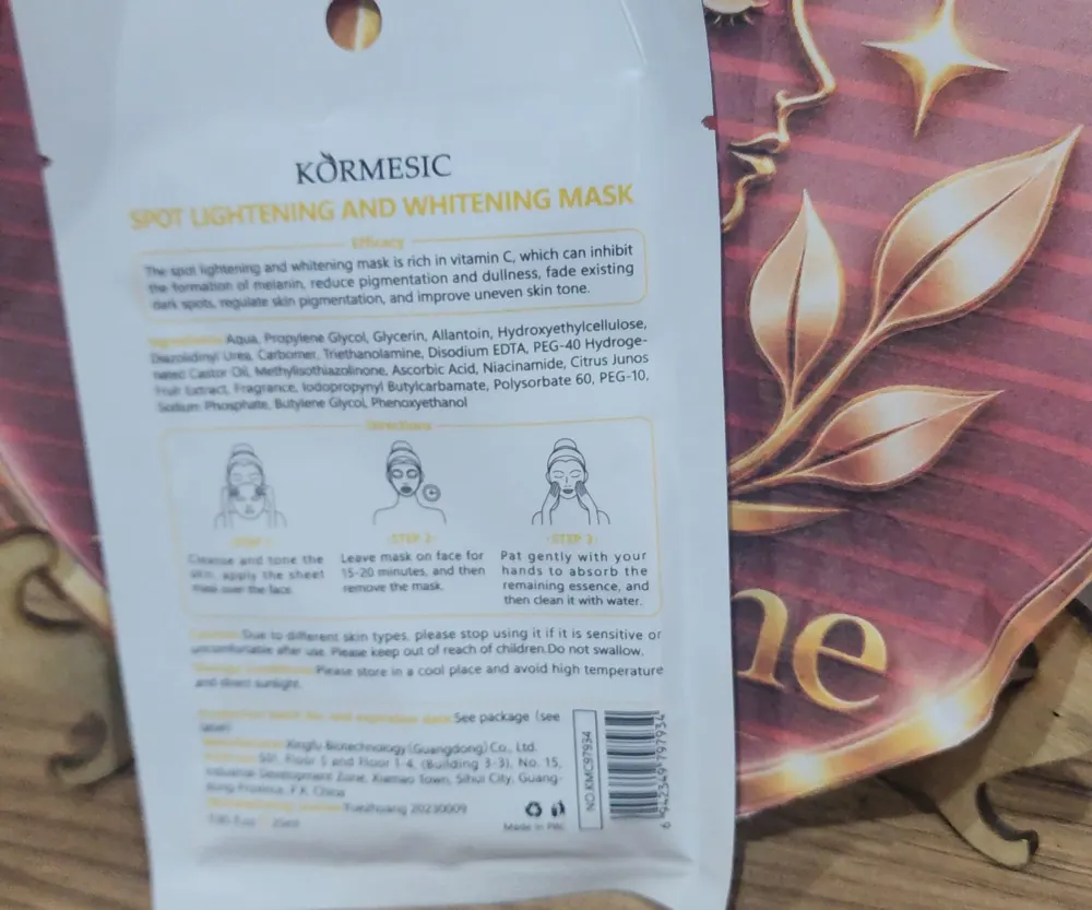 Masque en Tissu Éclaircissant Anti-Taches KORMESIC 25 ml